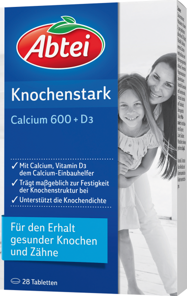 Abtei Knochenstark Calcium 600 und D3 Tabletten, 1x 28 Stück